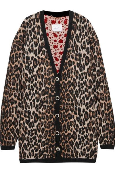 Shop Magda Butrym Rochester Leopard-intarsia Wool And Cashmere-blend Cardigan