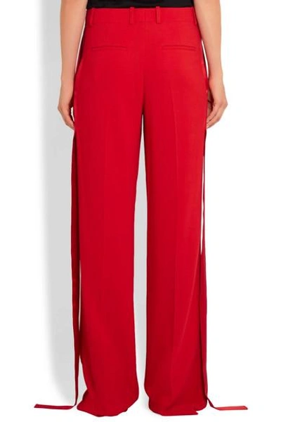 Shop Givenchy Satin-trimmed Pleated Cady Pants In Red