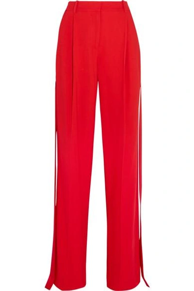 Shop Givenchy Satin-trimmed Pleated Cady Pants In Red