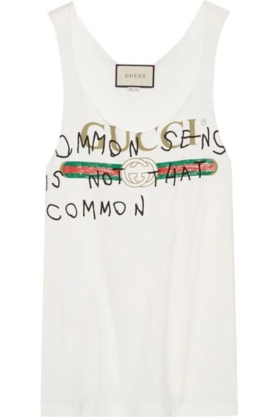 Gucci White Coco Capitán Edition 'common Sense' Logo Tank Top | ModeSens