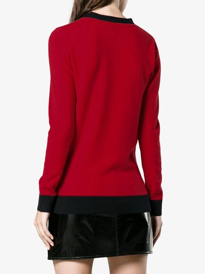 Shop Gucci Crew Neck Cashmere Jumper With Front Pockets In Red