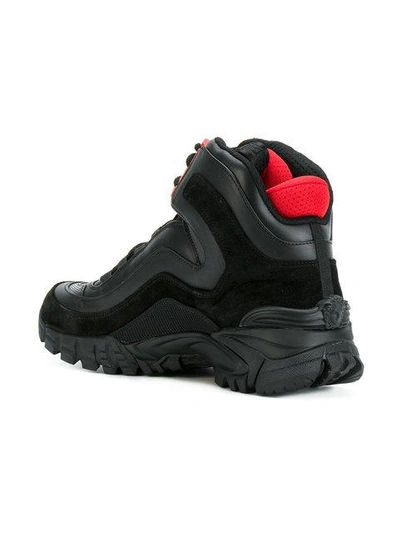 Versace Black & Red Greek Key Formal High-top Sneakers