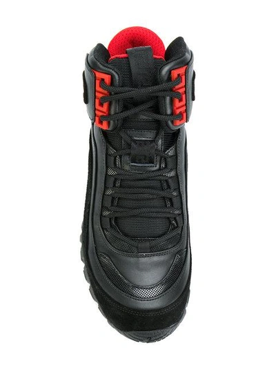 Versace Black & Red Greek Key Formal High-top Sneakers