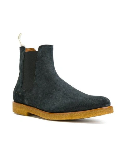 Shop Common Projects Waxed Chelsea Boots - Blue
