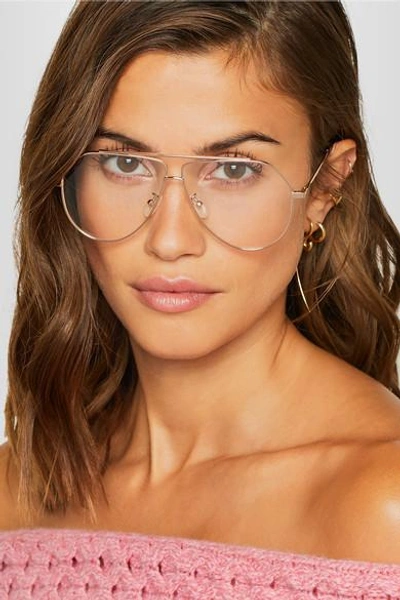 Shop Stella Mccartney Aviator-style Gold-tone Optical Glasses