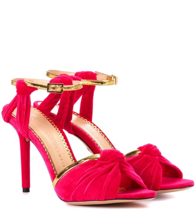 Charlotte Olympia Broadway 95 Velvet Sandals In Pink