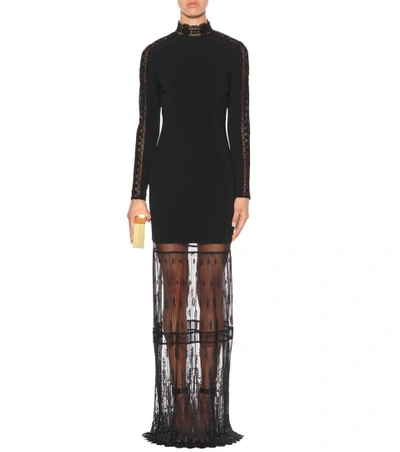 Shop Stella Mccartney Crêpe And Tulle Gown In Black