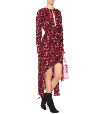 Shop Magda Butrym Gela Floral-printed Silk Dress In Piek