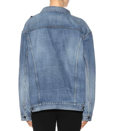 BALENCIAGA Pulled Asymmetric Denim Jacket sz 36 AW17