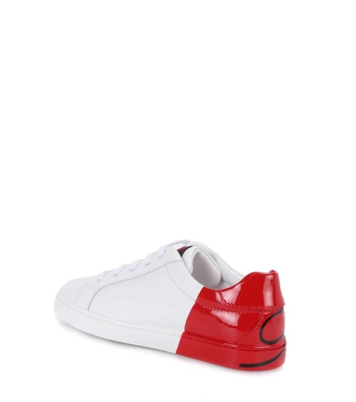 Shop Dolce & Gabbana Printed Leather Sneakers In White