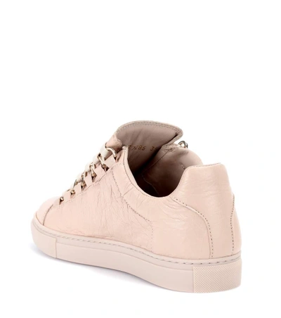 Shop Balenciaga Arena Leather Sneakers In Beige