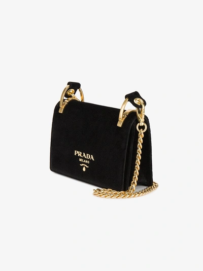 Shop Prada Black Velvet Pattina Shoulder Bag