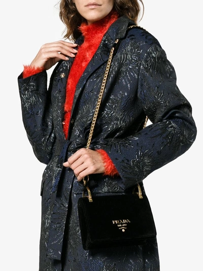 Shop Prada Black Velvet Pattina Shoulder Bag