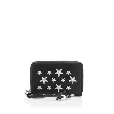 Shop Jimmy Choo Nellie Black Leather Coin Purse With Stars