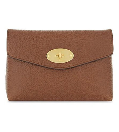 Shop Mulberry Darley Small Grained Leather Pouch In Oak