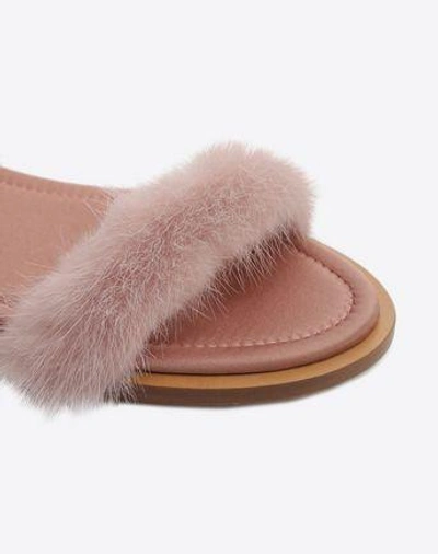 Shop Valentino Mink Fur Sandal In Pink
