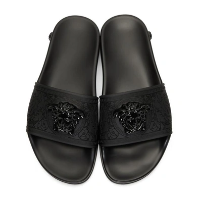 Shop Versace Black Medusa Slides