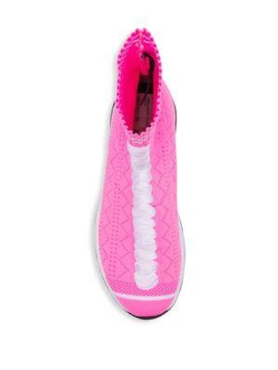 Shop Fendi Knit Sneaker Booties In Pink