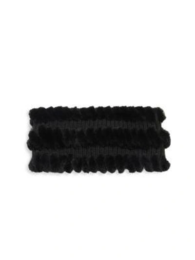 Shop Glamourpuss Fur & Cashmere Headband In Black