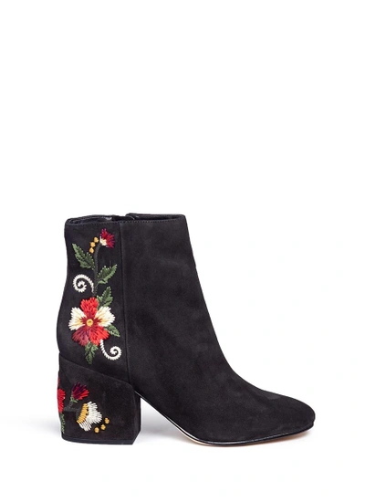 Shop Sam Edelman 'tavi' Floral Embroidered Suede Ankle Boots
