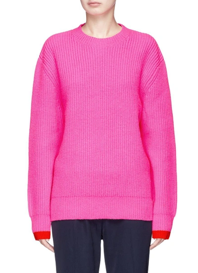 Shop Victoria Victoria Beckham Oversized Lambswool Rib Knit Sweater