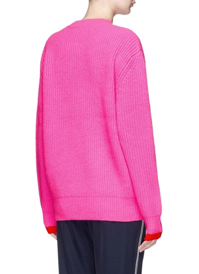 Shop Victoria Victoria Beckham Oversized Lambswool Rib Knit Sweater