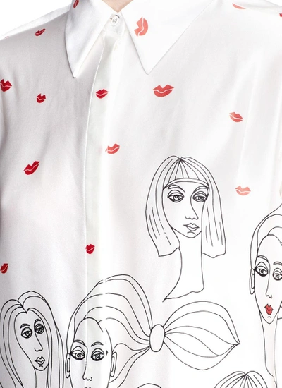 Shop Victoria Victoria Beckham Portrait And Lips Doodle Print Silk Satin Shirt