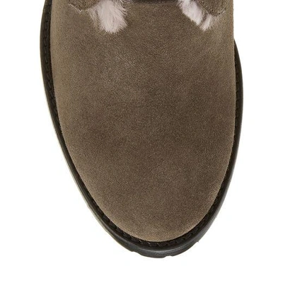 Shop Jimmy Choo Elba 95 Mink Suede Boots With Fur Pom Poms