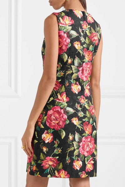Shop Dolce & Gabbana Floral-print Cotton-blend Jaquard Mini Dress