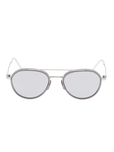 Shop Thom Browne Shiny Silver Sunglasses