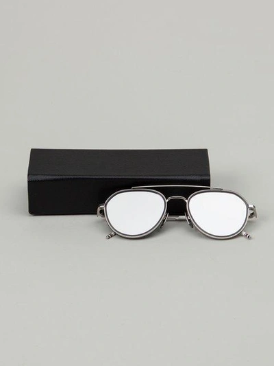 Shop Thom Browne Shiny Silver Sunglasses