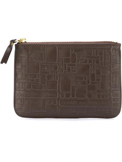 Shop Comme Des Garçons 'embossed Logo' Purse In Brown