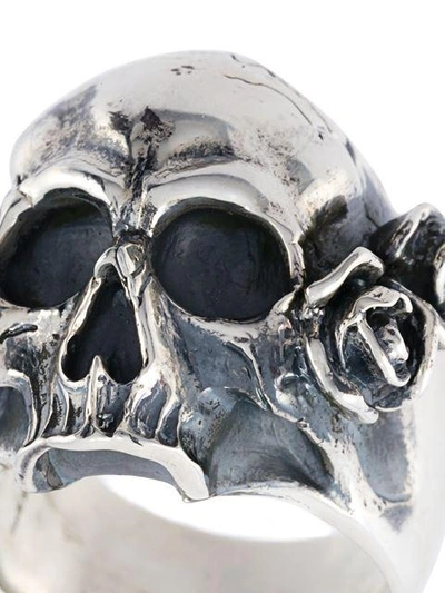 Shop Maison Recuerdo Skull Rose Ring - Metallic