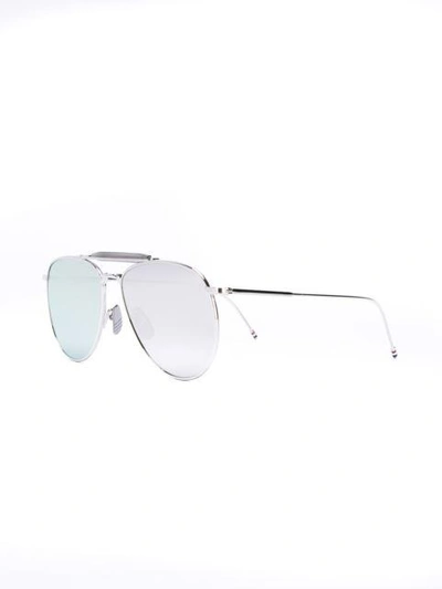 Shop Thom Browne Aviator Sunglasses In Metallic