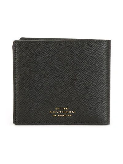 Shop Smythson Logo-stamp Bifold Wallet In Black