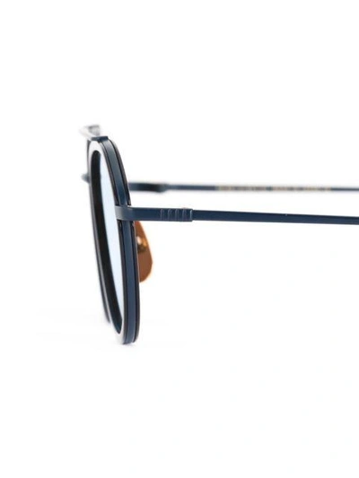 Shop Thom Browne Matte Navy & Dark Brown Sunglasses In Blue