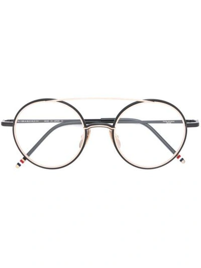 Shop Thom Browne Eyewear Black Iron & 18k Gold Optical Glasses