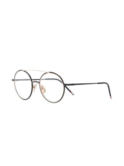 Shop Thom Browne Eyewear Black Iron & 18k Gold Optical Glasses