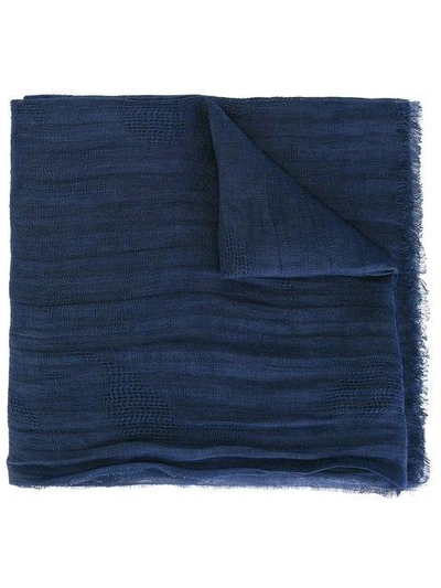 Shop Fashion Clinic Timeless Textured Frayed Edge Scarf In Blue