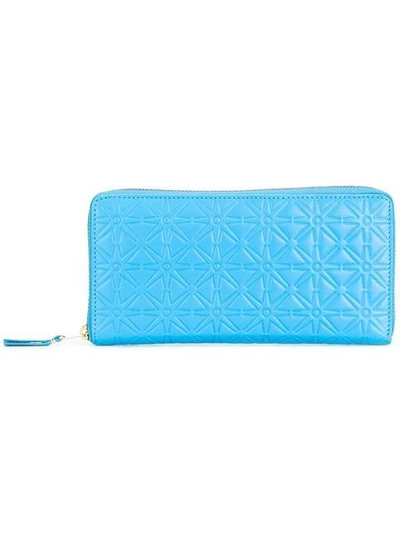 Shop Comme Des Garçons Embossed Flowers Wallet In Blue