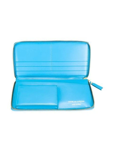 Shop Comme Des Garçons Embossed Flowers Wallet In Blue