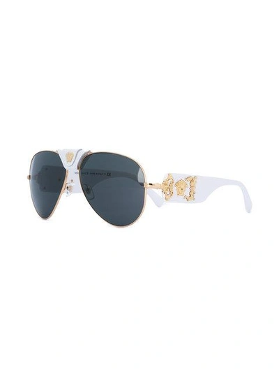 Shop Versace Medusa Sunglasses In White