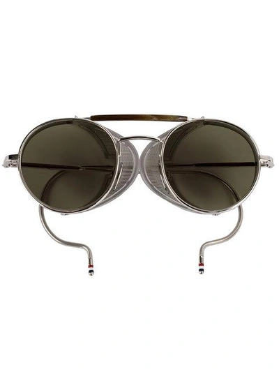 Shop Thom Browne Silver Mesh Side Sunglasses In Metallic