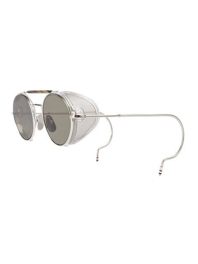 Shop Thom Browne Silver Mesh Side Sunglasses In Metallic