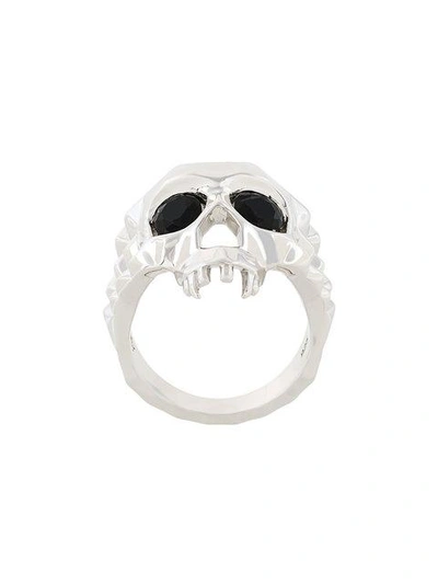 Shop Kasun London Skull Ring In Metallic