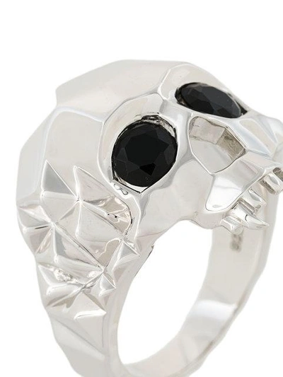 Shop Kasun London Skull Ring In Metallic