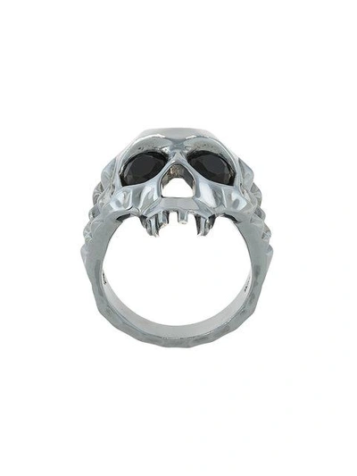 Shop Kasun London Vampire Skull Ring In Metallic
