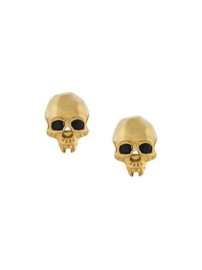 Shop Kasun London Vampire Skull Earrings In Metallic