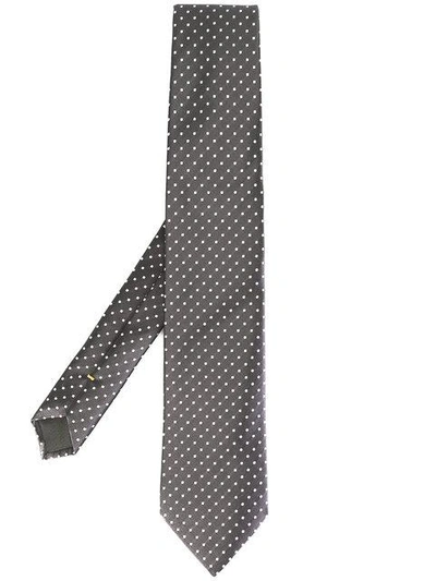Canali Polka-dot Print Silk Tie In Grey