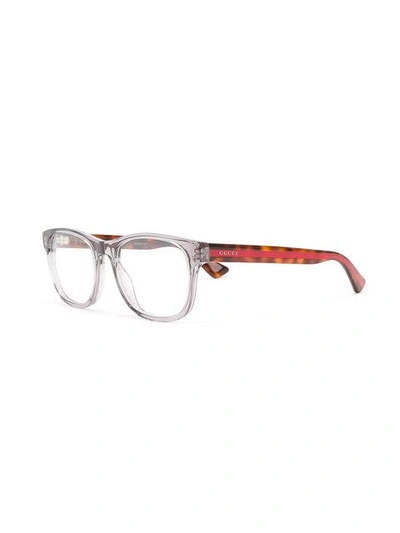 Shop Gucci Square Glasses In Grey